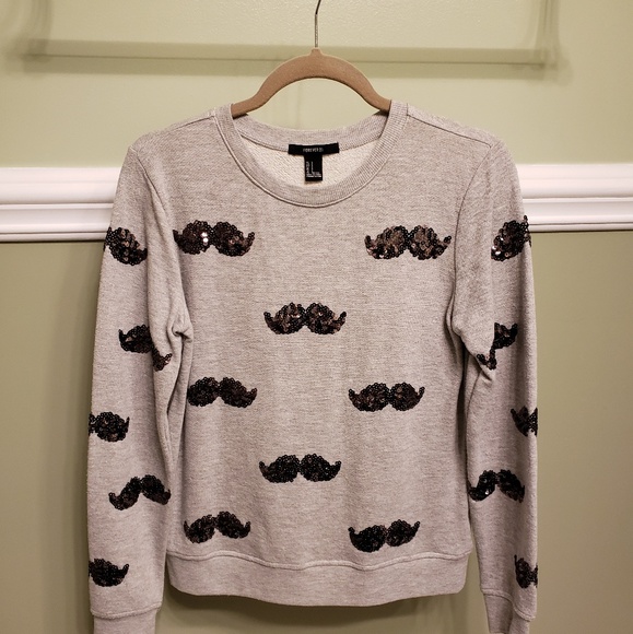 Forever 21 sequin mustache sweater - Picture 2 of 4